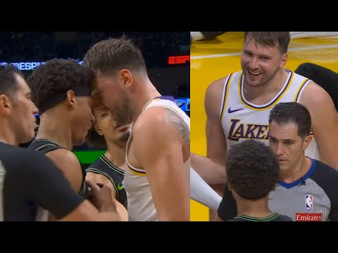Luka Doncic goes face to face with Jeremiah Fears after Fears foul after whistle 😳