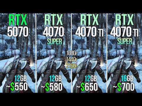 RTX 5070 vs RTX 4070 SUPER vs RTX 4070 TI vs RTX 4070 TI SUPER - Test in 16 Games