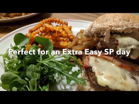 Slimming World Double Cheese and Bacon Burger with Butternut Squash Chips