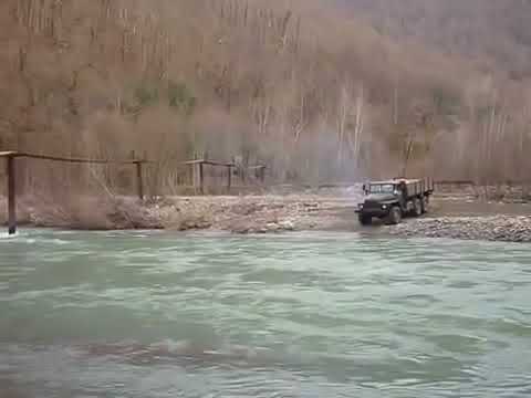 Truck Ural 4320 6X6 runs river