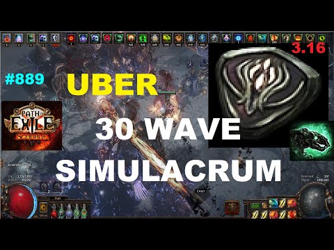 30 WAVE UBER SIMULACRUM as CARRION GOLEM NECROMANCER in 3.16 Scourge League Poe - 889