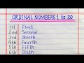 Ordinal Numbers 1 to 20 || 1 to 20 Ordinal numbers spelling || 1-20 Ordinal numbers