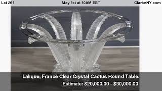 Lalique, France Clear Crystal Cactus Round Table.