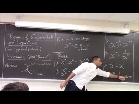 Math 1206-R04 Lecture 1 - Crash review of exponentials and logarithms
