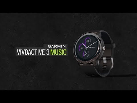 Умные часы с встроенным GPS Garmin VIVOACTIVE 3 MUSIC синий гранит - Видео 1