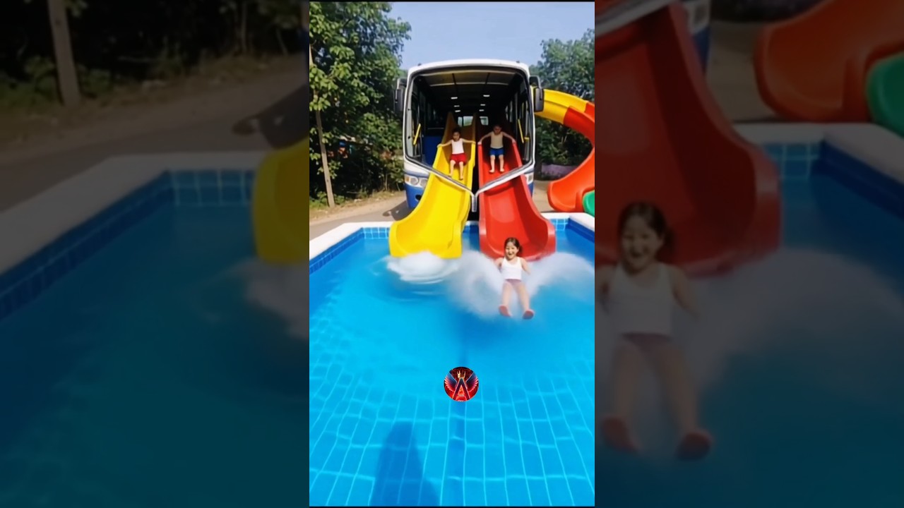 💥Amazing Bus Water Slides🫣🚍| #ai #automotiveedit #funny #amazing #waterslide #aiedits #trending #1m