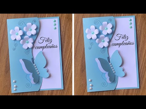 DIY Tarjeta de Cumpleaños con Mariposa y Flores ✨ Fácil y Elegante Handmade Birthday Card Idea 2025