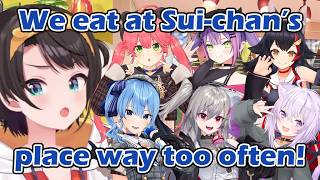 Subaru was eating dinner at Suisei's place so often, she considers paying [hololive/ENG Subs]