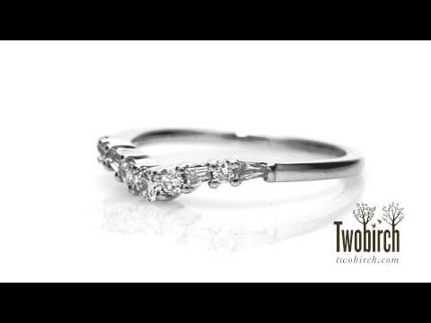 0.35 ct. Alternating Baguette and Round Curved Wedding Ring - TwoBirch TB-CR-0078-WG-F