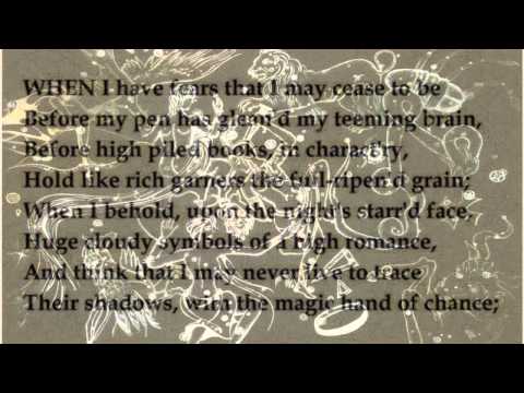 When I have Fears That I May Cease To Be by John Keats (read by Tom O'Bedlam)