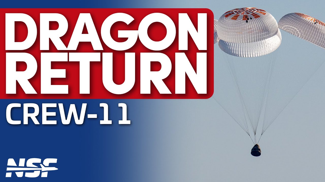 Crew-11 Dragon splashdown in the Pacific Ocean