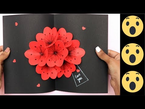 POP UP FLOWER CARD : 3D Card : Pop up card : DIY