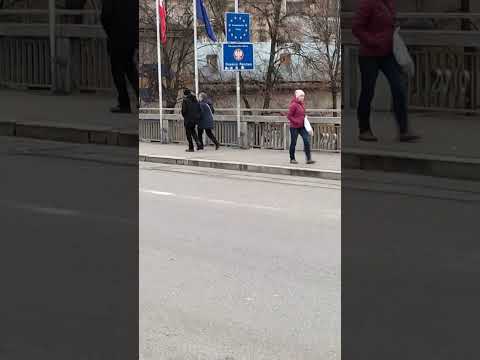 Crossing the Polish-Czech border at Cieszyn-Český Těšín