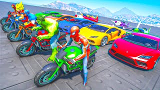 GTA V Super Ramps Challenge Motorcycles, Cars with Team SpiderMan #968