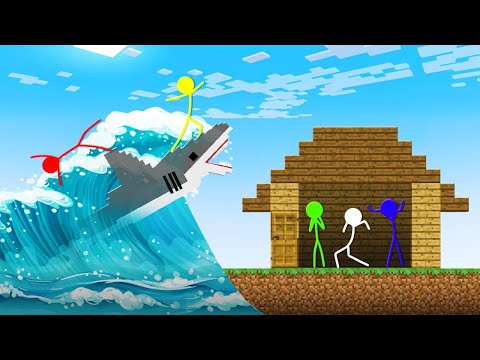 Stickman VS Minecraft: Tsunami At School - AVM Shorts Animation