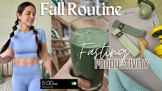 Fall Diaries: 5AM PRODUCTIVE AND HEALTHY DAY/ fasting schedule, spirulina smoothie, booty workout