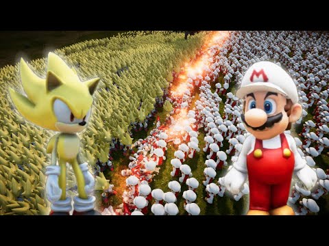 10,000 Super Sonic VS 10,000 Fire Mario | Ultimate Epic Battle Simulator 2