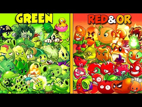 All Plants Team GREEN vs RED-ORANGE - Plants vs Zombie 2 Mods