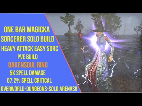 ESO One Bar Magicka Sorcerer Solo PVE Build - Lost Depths - Heavy Attack Magsorc Solo Build
