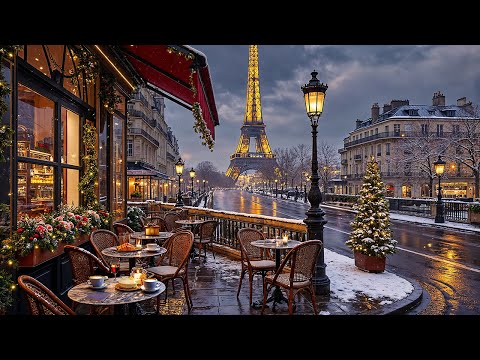 Paris Winter Evening Jazz ☕ Cozy Street Café Ambience & Soft Jazz Music for Study, Relaxing