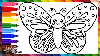 Draw And Color A Cute Butterfly 🦋🌈 Drawings For Kids