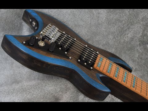 Hand Made Lap Steel 2-hum VT3way Shannon X-Axe 2022 Stain Black Blue Bevels Satin Relic image 15