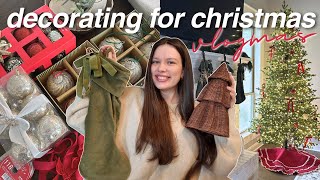 CHRISTMAS DECORATE WITH ME! New christmas tree, holiday home decor shopping, haul, stockings🎄✨