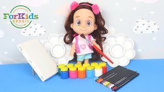 MARIA CLARA FAZENDO MISTURINHA E ENSINANDO AS CORES EM INGLS