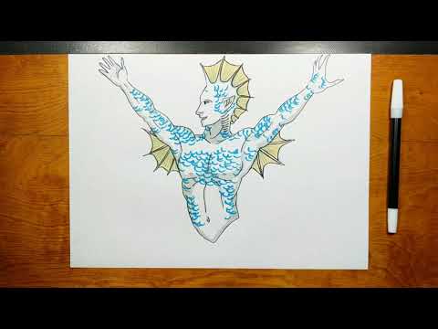 How to draw ICHTHYOCENTAUR step by step