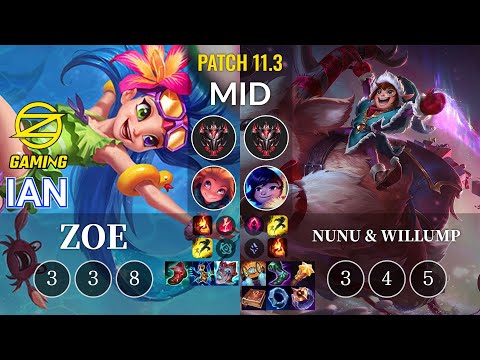 OZ Ian Zoe vs Nunu & Willump Mid - KR Patch 11.3