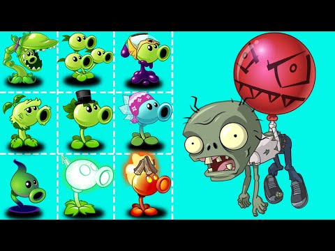 PvZ 2 Challenge - All PEASHOOTERS Level 1 vs Big Head Balloon LEVEL 10 - Who 's Best Plant?