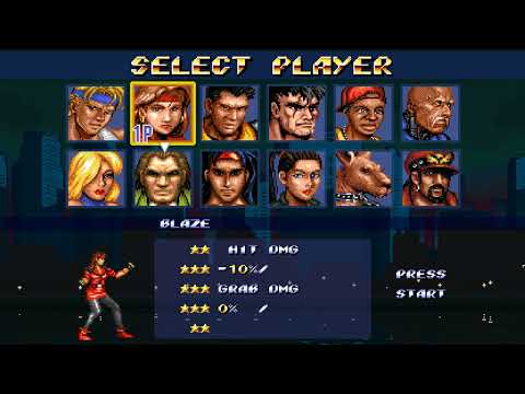 Streets Of Rage Remake V5.2 - All Characters - Hidden and Unlockable - Character Select Screen