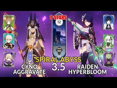 NEW 3.5 Spiral Abyss!│Cyno Aggravate & Raiden Hyperbloom | Floor 12 - 9 Stars | Genshin Impact