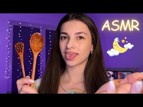 Asmr🤫💋Eating your face with wooden spoons💤🪵🥄Mouth Sounds