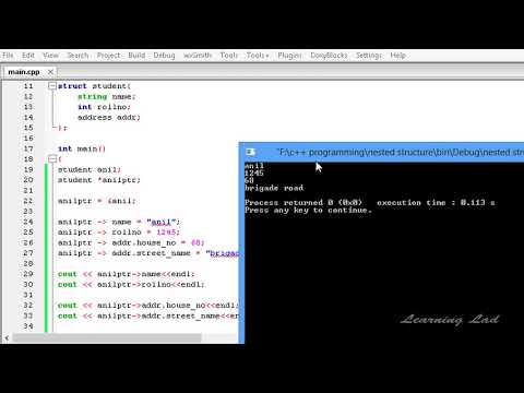 042 Accessing C Nested Structure Members Using Arrow Operator Cpp Programming Video Tutorial