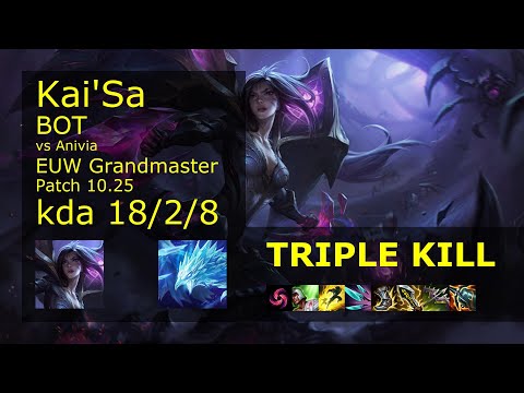 Kai'Sa ADC & Galio vs Anivia & Alistar - EUW Grandmaster 18/2/8 Patch 10.25 Gameplay