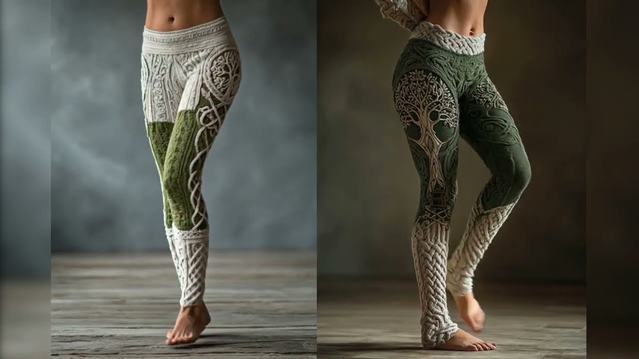 Vintage Viking Tree Of Life Celtic Knot Art Knit Cozy Leggings