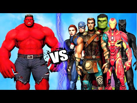 BIG RED HULK vs THE AVENGERS - EPIC BATTLE