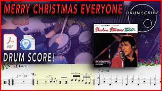Merry Christmas Everyone - Shakin' Stevens | DRUM SCORE Sheet Music | #45 DRUMSCRIBE