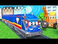 Super Truck SUPER TRAIN Produces ELECTRICITY With WIND TURBINE Car City Cartoons For Kids