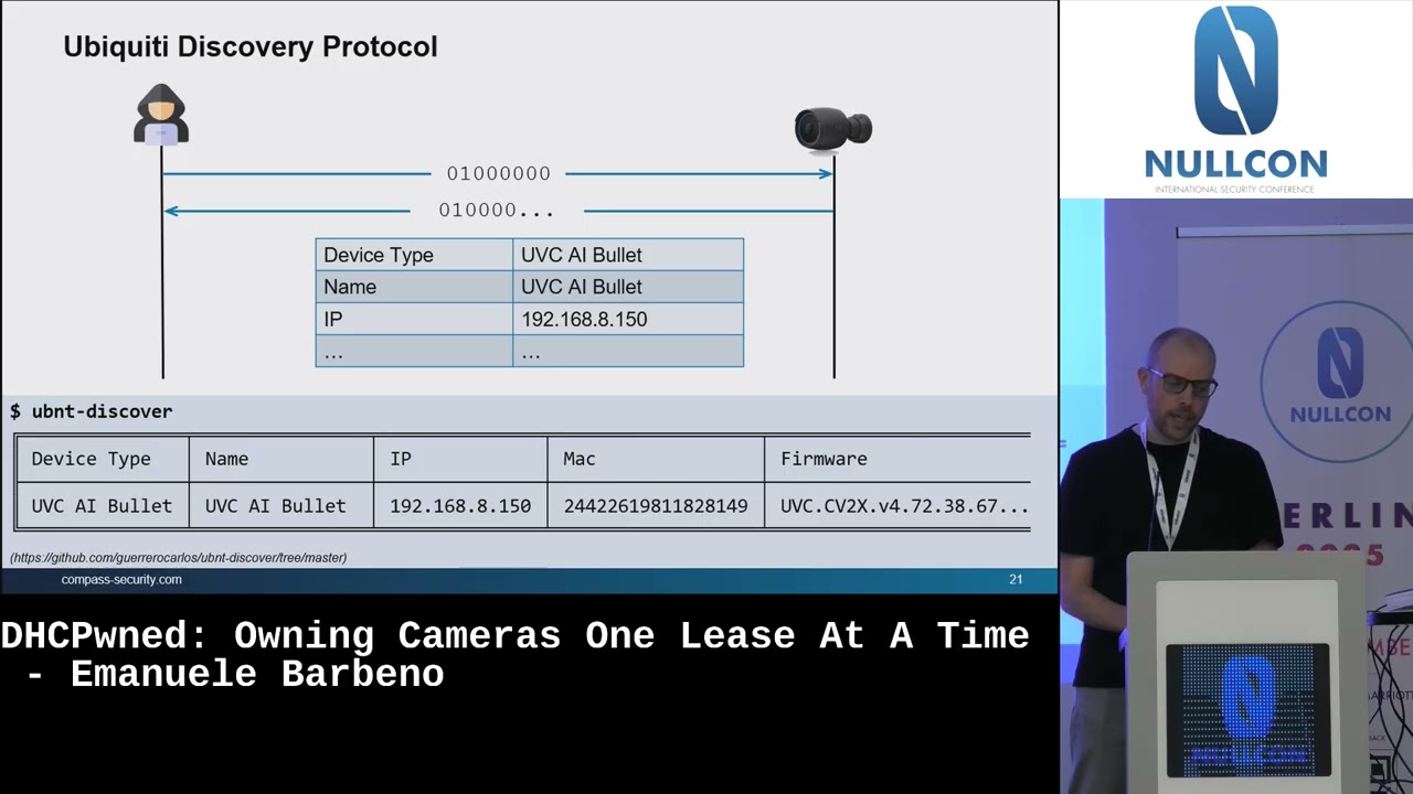 #NullconBerlin2025 | DHCPwned: Owning Cameras One Lease at a Time by Emanuele Barbeno