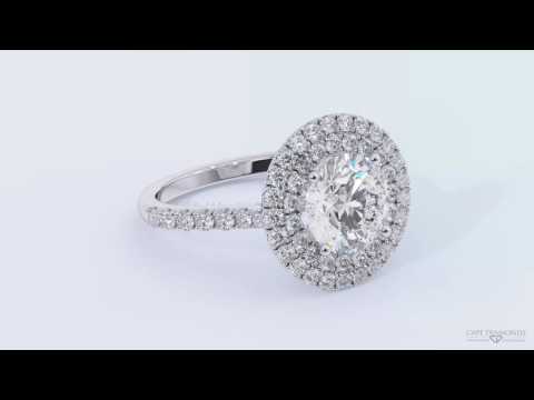 Double Halo Round Cut White Gold Diamond Engagement Rings - Cape Diamonds