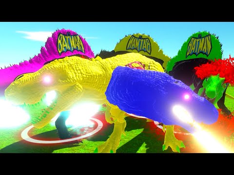 PLASMA SUPERMAN HYDRA T-REX  vs  THREE BATMAN SPINO DEATH RUN - Animal Revolt Battle Simulator