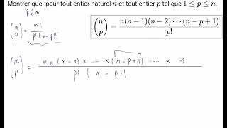 MPSI – Démonstration Binôme #1 : Formule produit décroissant