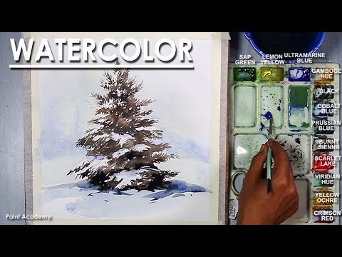 How to Paint A Winter Pine Tree in Watercolor Artist Composer Supriyo