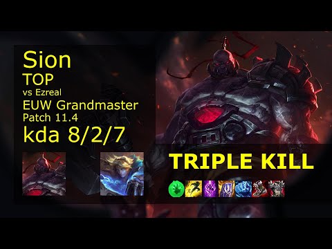 Sion vs Ezreal Top - EUW Grandmaster 8/2/7 Patch 11.4 Gameplay