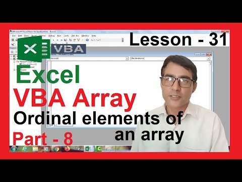 Ordinal elements of an array in excel | Excel VBA Lesson - 31 | Excel VBA Array for beginners