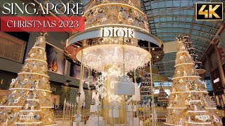 Singapore Christmas Walking Tour 4K- Singapore Christmas Markets and Lights 2023