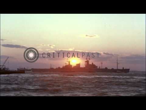 USS Thomas A Edison, USS Northampton tied up at a dock and USS Northampton leaves...HD Stock Footage