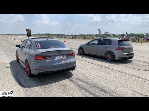 Audi RS3 vs VW Golf R drag race 1/4 mile 🚦🚗 - 4K